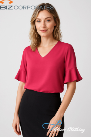 RB966LS Womens Aria Fluted Sleeve Blouse - Alice Clothing RB966LS Womens Aria Fluted Sleeve Blouse