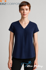 Biz Corporates RB967LS Womens Kayla V Neck Pleat Blouse