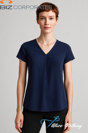 RB967LS Womens Kayla V Neck Pleat Blouse - Alice Clothing RB967LS Womens Kayla V Neck Pleat Blouse
