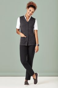 Biz Care Wo's Button Front Knit Vest | CK961LV