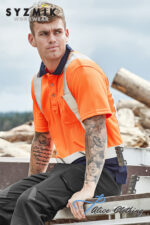 ZH233 Syzmik Mens Hi Vis Spliced Short Sleeve Polo Shoulder Taped