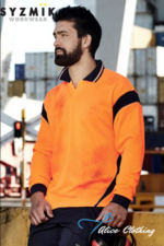 ZH249 Syzmik Mens Hi Vis Aztec Long Sleeve Polo