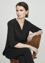 biz collection s015lt ladies lily longline blouse black