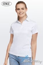 1164 Stencil Kahve Ladies Short Sleeve Polo