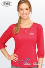 1258Q Stencil Silvertech Ladies 34 Sleeve Top