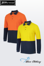 6HVQL JB's HiVis L/S Cotton Pique Trad Polo