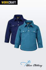 WSK131 WorkCraft Kids LW Closed Front L S Drill Shirt