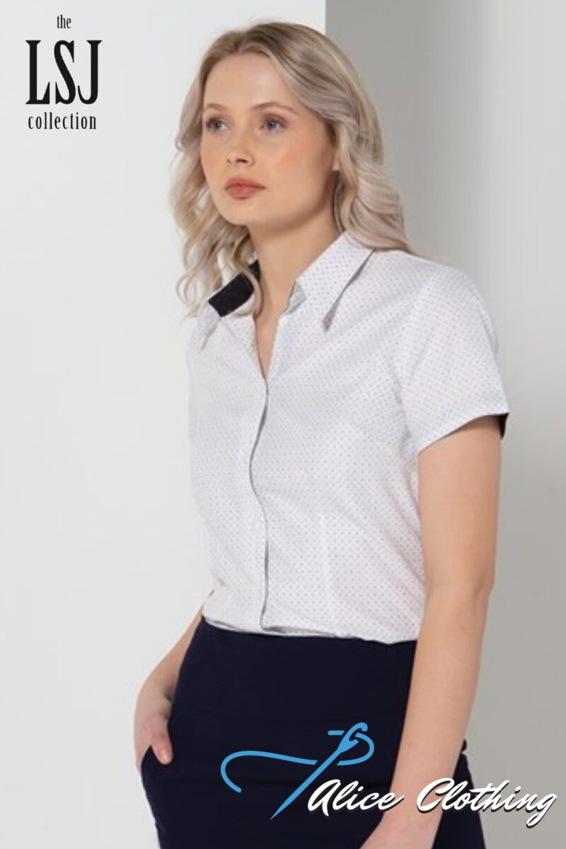 297S-FL LSJ Ladies S/S Flinders Print Semi Fitted Shirt