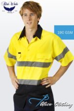 C94 Blue Whale HiVis D+N Cotton Twill SS Shirt 190g