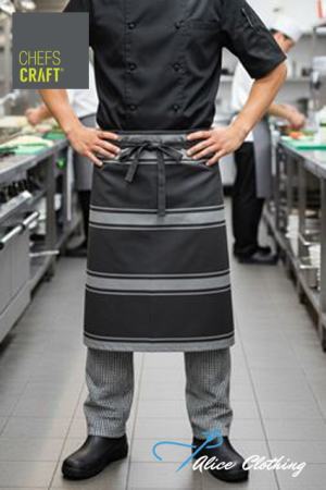 CA004 Chefscraft 3 4 Length Butchers Stripe Apron