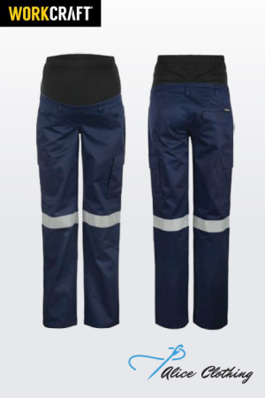 WPL080 Maternity Cotton Drill Reflective Cargo Pant