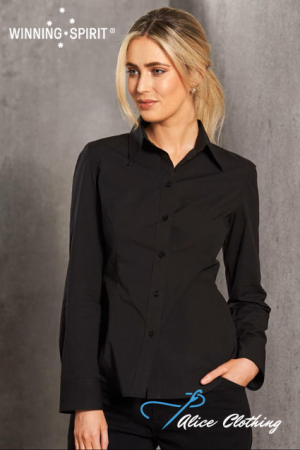 M8020L Benchmark Ladies Cotton Poly Stretch LS Shirt