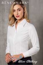 M8100L - Ladies Self Stripe Long Sleeve Shirt