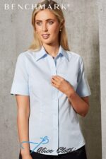 M8100S - Ladies Self Stripe Short Sleeve Shirt