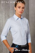 M8213 - Ladies Fine Stripe ¾ Sleeve Shirt - Alice Clothing M8213 - Ladies Fine Stripe ¾ Sleeve Shirt