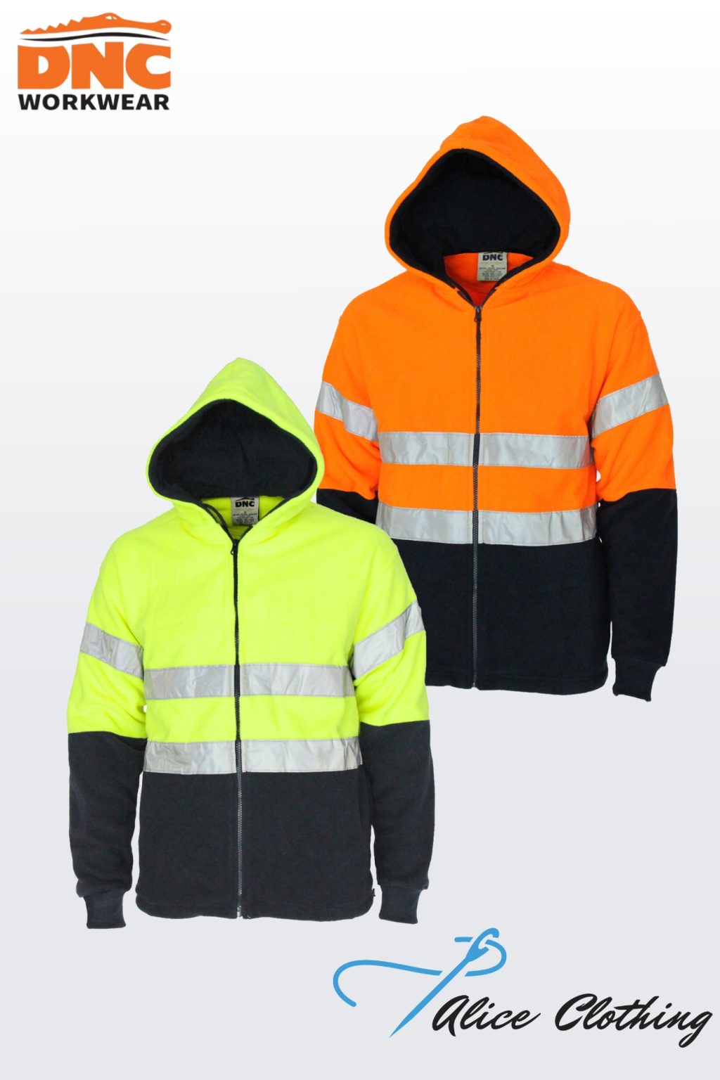 DNC Hi vis Full zip X-Back Fleecy Hoodie 3935 main image 1
