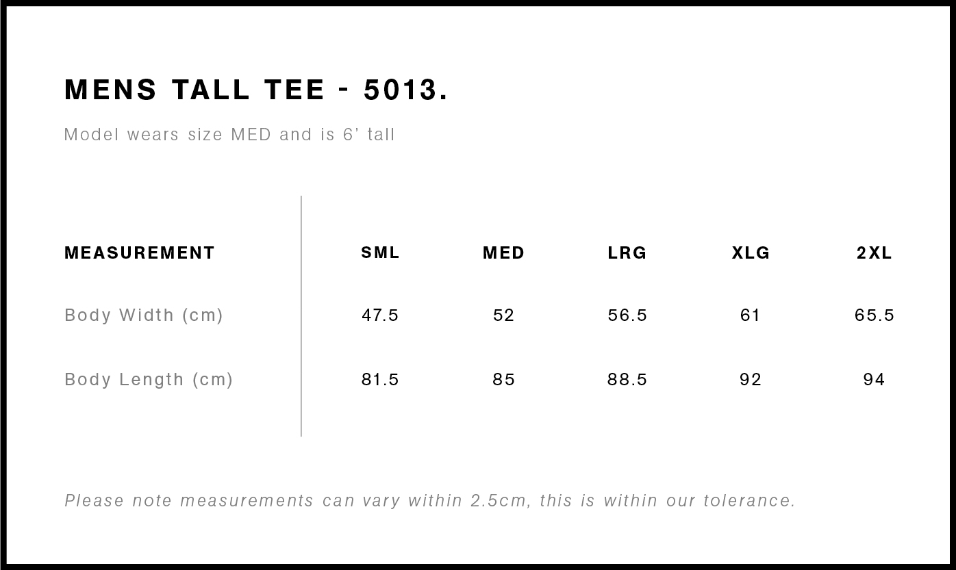 AS Colour Mens Tall Tee – 5013 - Alice Clothing