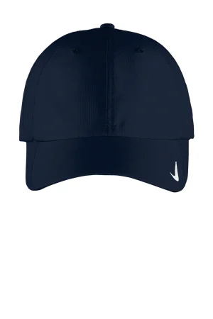 Navy blue baseball cap with a white Nike swoosh on the brim