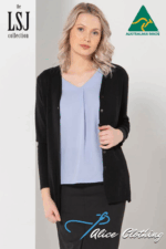 WBV4 LSJ Ladies Australian Made Wool Blend Long Line Cardigan