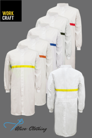 WJ3198 Food Industry Dust Coat with Trim on Chest