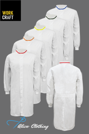 WJ3199 Food Industry Dust Coat with Trim on Collar