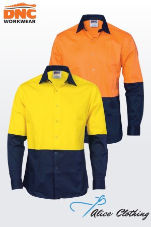 DNC 3942 HiVis 2 Tone L/S Cotton Food Industry Shirt 155g