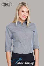 2142 Stencil Dominion Ladies ¾ Sleeve Shirt