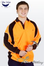 P86 Blue Whale HiVis L/S Cooldry Side Panel Polo