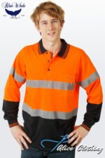 P95 Blue Whale (D+N) HiVis 100% Cotton L/S Polo