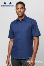 Biz Collection Mens Micro Check Short Sleeve Shirt - SH817