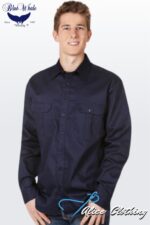 C03 Blue Whale Cotton Drill LS Work Shirt 190g