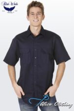 C04 Blue Whale Cotton Drill SS Work Shirt 190g