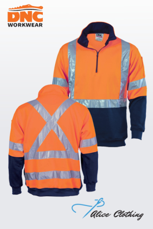 DNC 3930 HiVis Two Tone ½ Zip Fleecy with X Back