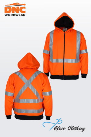 DNC 3935 HiVis Full Zip X Back Taped Fleecy Hoodie
