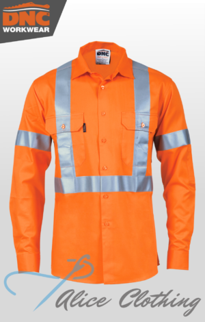 DNC HiVis Cool-Breeze Cotton Shirt with ‘X’ Back & Additional 3M R/Tape on Tail - 3746