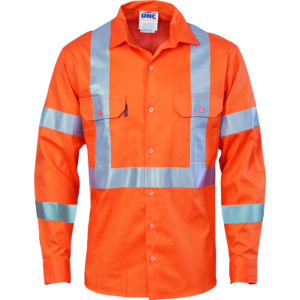 DNC HiVis Cool-Breeze Cotton Shirt with Double Hoop on Arms & 'X' Back CSR R/Tape - 3789