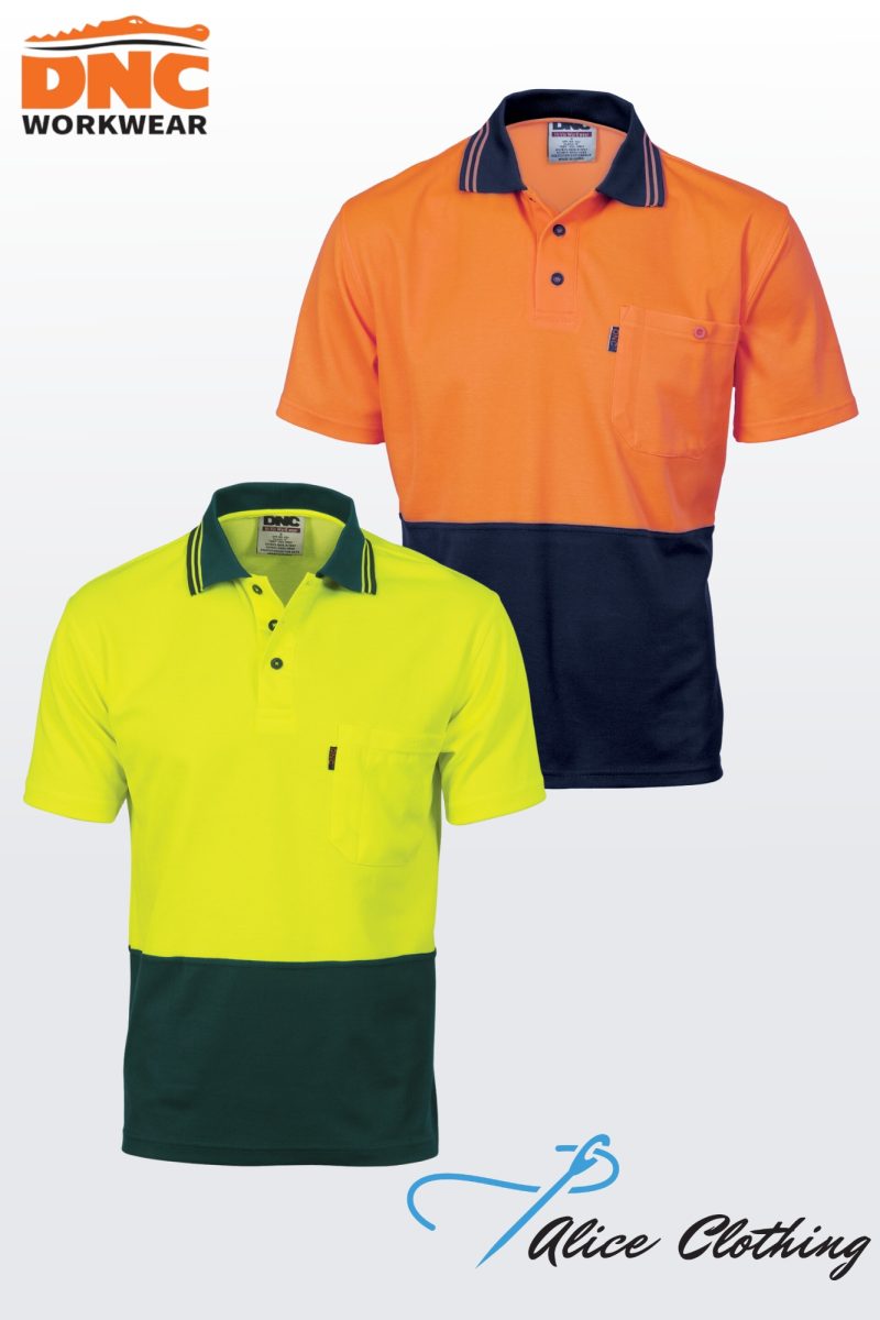 DNC 3814 Cotton Back HiVis Two Tone Fluoro Polo