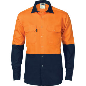 DNC HiVis Two Tone Drill Shirt with Press Studs - 3838