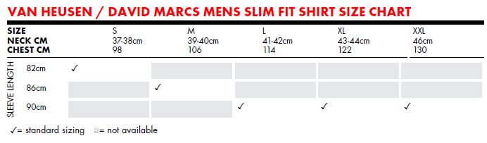 VH DM Mens Slim Fit size