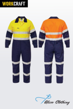 WC3063 HiVis Taped Industrial Laundry Cotton Drill Coveralls