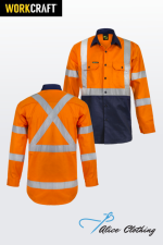 WS6020 HiVis X Back Taped Cotton Drill Shirt L S