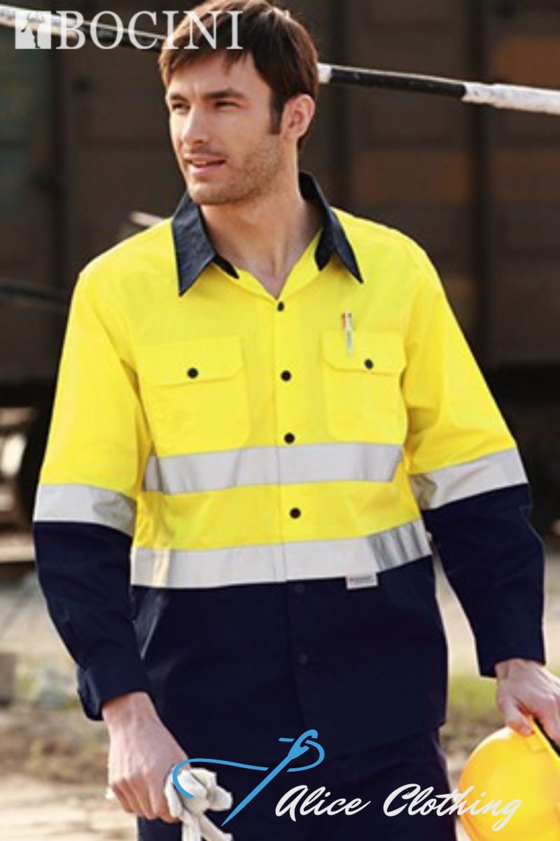 BOCINI HiVis L/S Cotton Drill Shirt with Reflective Tape | SS1232