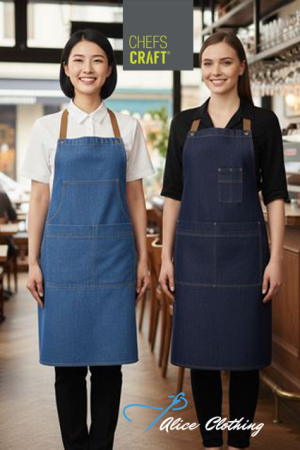 CA033 Chefscraft Full Bib Denim Apron with Pocket