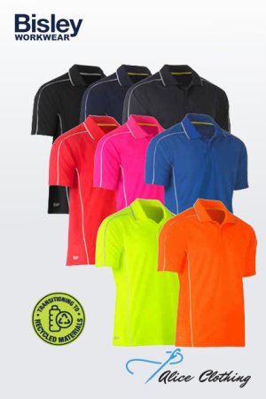 BK1425 Bisley Cool Mesh Polo with Reflective Piping - Alice Clothing BK1425 Bisley Cool Mesh Polo with Reflective Piping