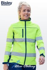 Bisley Womens Taped HiVis Soft Shell Jacket | BJL6059T - Alice Clothing Bisley Womens Taped HiVis Soft Shell Jacket | BJL6059T