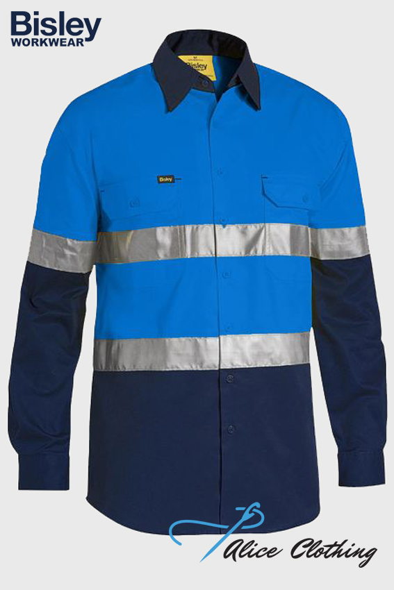 Taped Cool Long Sleeve HI Vis Shirt - BL6696T - Bisley Safetywear