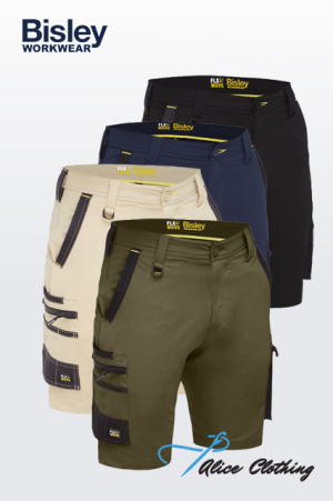 BSHC1332 Bisley Flx Move 4 Way Stretch Zip Cargo Short