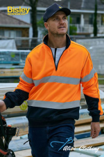 Bisley Taped HiVis 1 4 Zip Fleece Pullover BK6989T