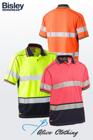 Bisley Taped HiVis Polyester Cool Mesh Polo BK1219T
