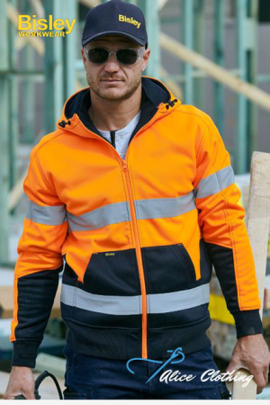 Bisley Taped Hi Vis Zip Fleece Hoodie with Sherpa Lining | BK6988T